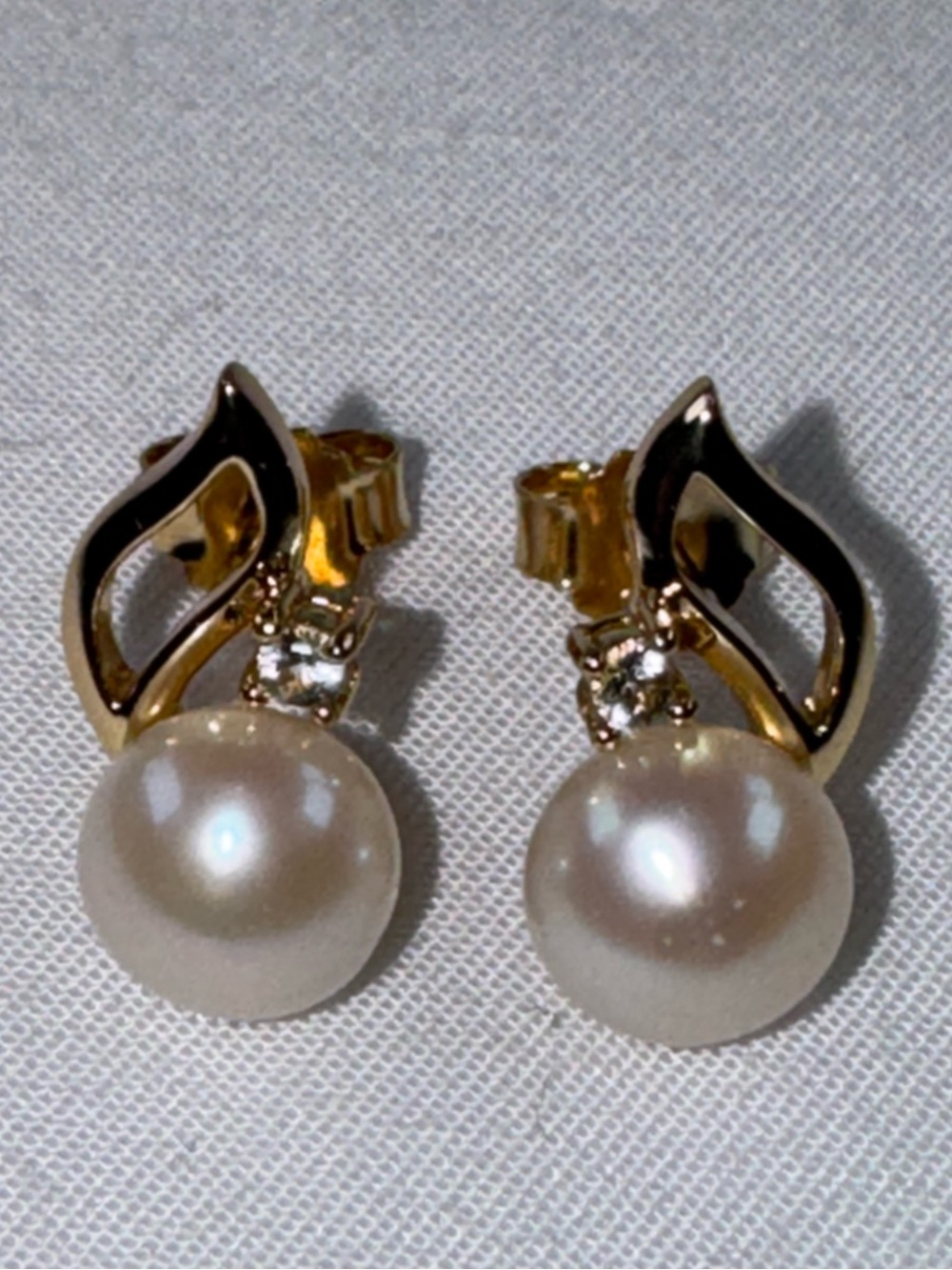 Doting Dews Isla Earrings Fresh Water Pearl & White Topaz Silver Gold NIB 925